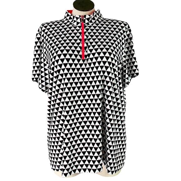 Tail 1/4 Zip Top Women 3X Black White Golf Tennis Short Sleeve Mock Neck Stretch - Picture 4 of 8